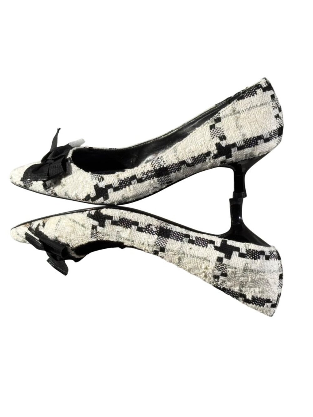 White House Black Market Sawyer Tweed Heels With Bow Accent Size 8 1/2M - Picture 6 of 11